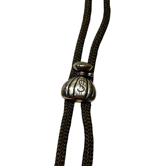 Vintage Brass Money Bag Bolo Tie Unique Pop Culture - Picture 3 of 6